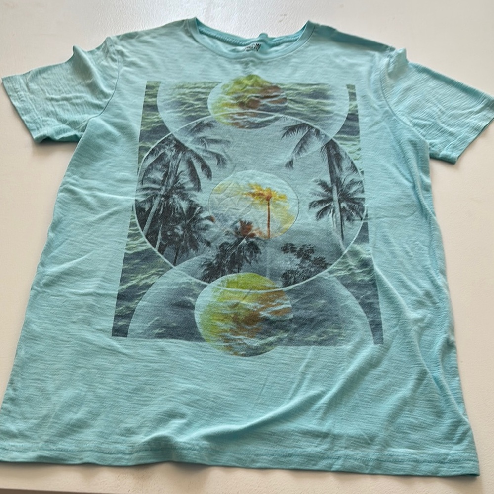 Mossimo Supply Co. Aqua Palm Print Tee